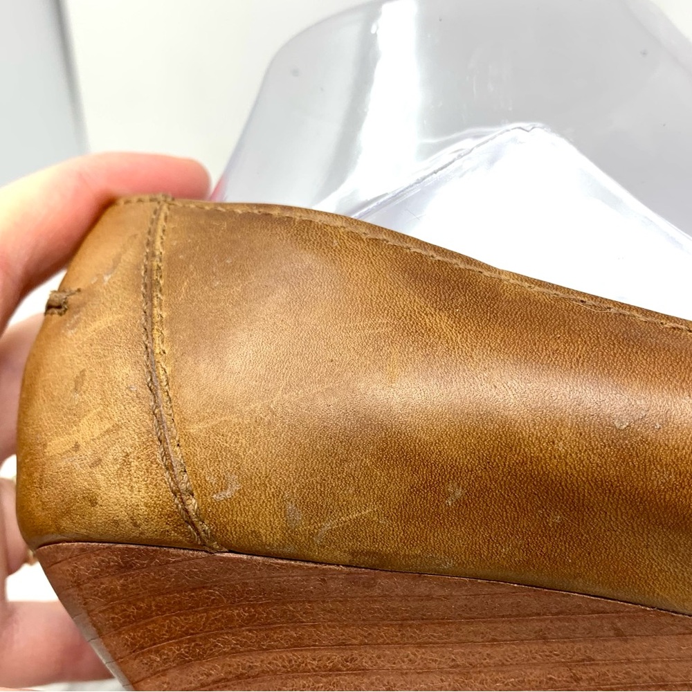 Jessica Simpson Brown Leather Ballet Toe Buckle Wedge Flats 8.5 Classic Preppy - Picture 10 of 16